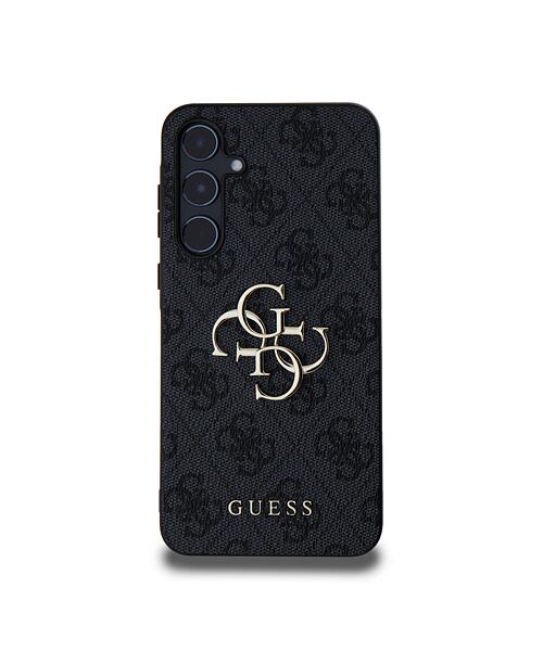 Guess PU 4G Metal Logo Zadní Kryt pro Samsung Galaxy A55 5G Grey