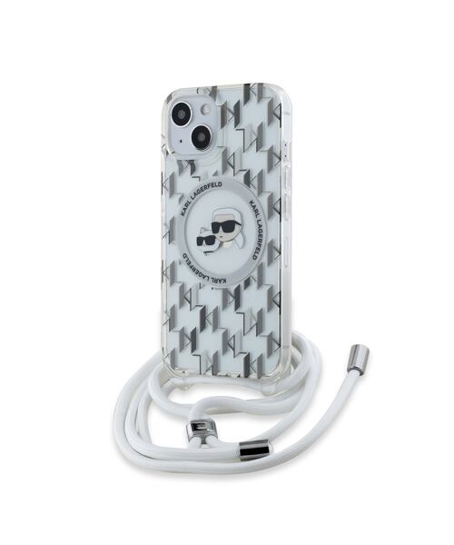 Karl Lagerfeld IML Monogram Crossbody K&CH Heads MagSafe Zadní Kryt pro iPhone 13 Transparent