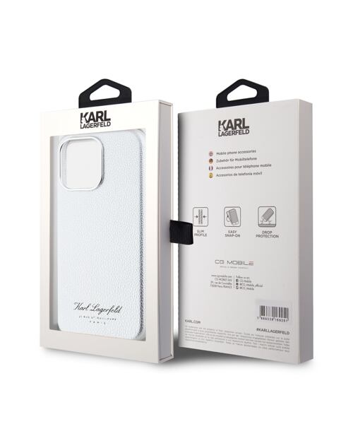 Karl Lagerfeld Grained PU Hotel RSG Zadní Kryt pro iPhone 15 Pro Max Grey