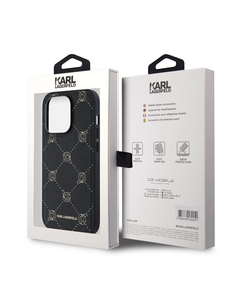 Karl Lagerfeld PU Karl Heads Pattern Magsafe Zadní Kryt pro iPhone 14 Pro Max Black