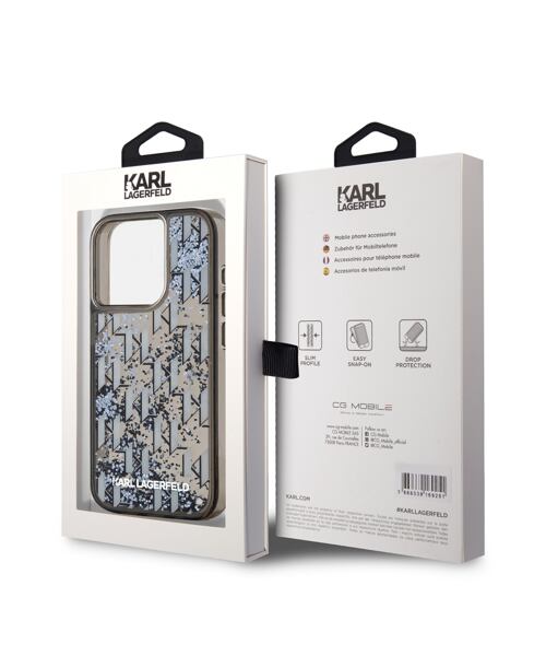 Karl Lagerfeld Liquid Glitter Monogram Gradient Zadní Kryt pro iPhone 15 Pro Max Black
