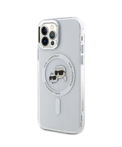 Karl Lagerfeld IML K&CH Heads Metal Frame MagSafe Zadní Kryt pro iPhone 12/12 Pro Transparent