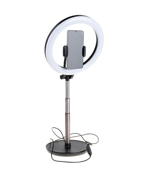 Stativ s kruhovým LED svítidlem a ovládáním na USB kabelu FIXED LEDRing Lite, černý