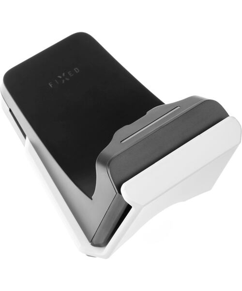 Závěsný nabíjecí dok FIXED pro ovladač DualSense PlayStation 5 s hákem pro sluchátka, černo-bílý