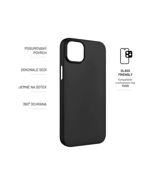 Zadní pogumovaný kryt FIXED Story pro Apple iPhone 15 Plus, černý