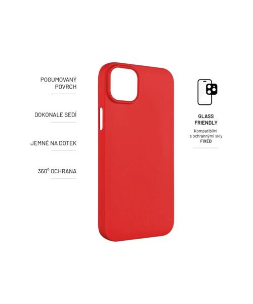 Zadní pogumovaný kryt FIXED Story pro Apple iPhone 15 Plus, červený