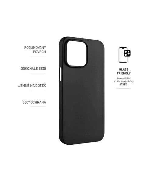 Zadní pogumovaný kryt FIXED Story pro Apple iPhone 15 Pro, černý