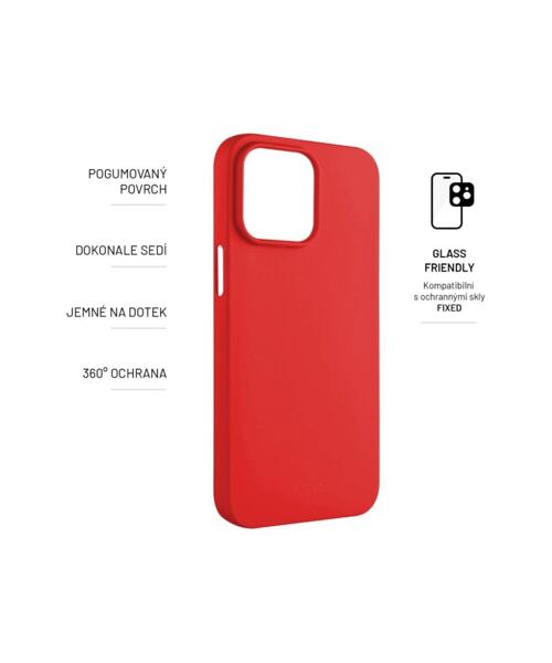 Zadní pogumovaný kryt FIXED Story pro Apple iPhone 15 Pro, červený