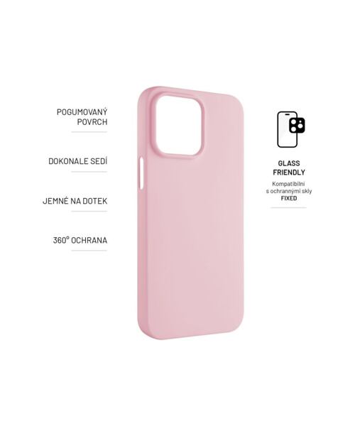 Zadní pogumovaný kryt FIXED Story pro Apple iPhone 15 Pro Max, růžový