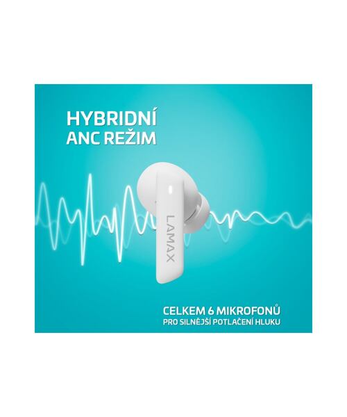 LAMAX Clips1 ANC- špuntová sluchátka - bílé