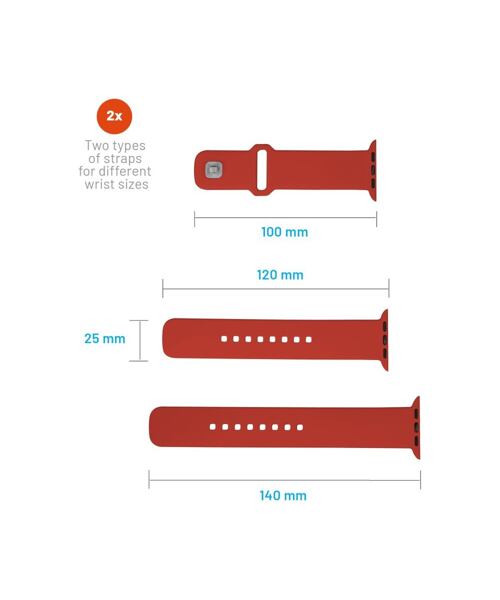 Set silikonových řemínků FIXED Silicone Sporty Strap pro Apple Watch Ultra 49mm, červený