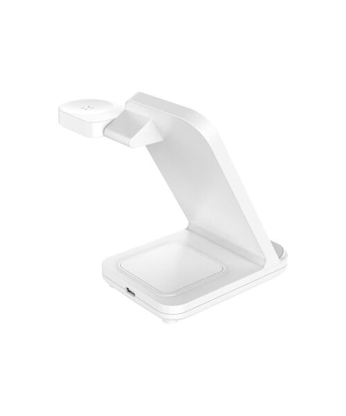 Stojánek FIXED Powerstation pro Samsung s bezdrátovým nabíjením až pro 3 zařízení, 15W+5W+2.5W, bílý