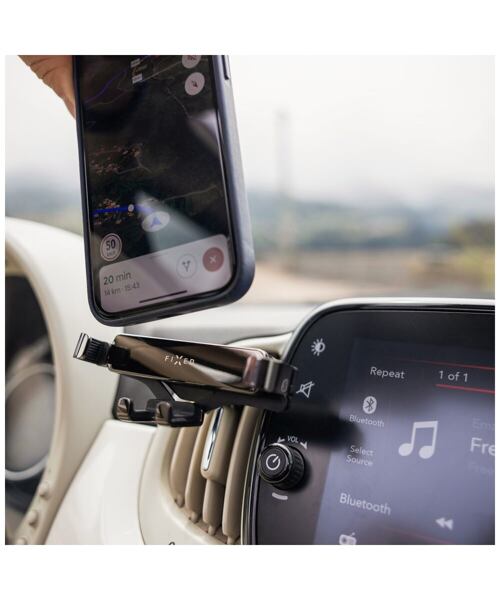 Kompaktní univerzální držák FIXED Gravity (2nd. gen) s uchycením do mřížky ventilace, space gray