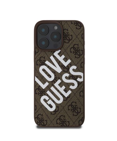 Guess PU Leather 4G Big Love Logo MagSafe Zadní Kryt pro iPhone 16 Pro Max Brown