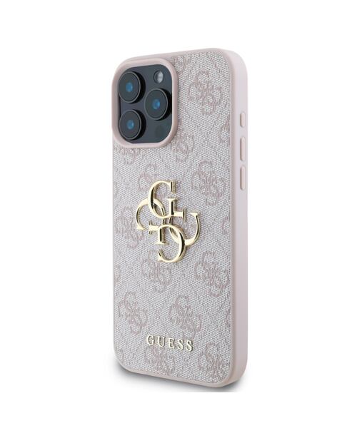 Guess PU 4G Metal Logo Zadní Kryt pro iPhone 16 Pro Pink