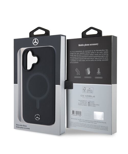 Mercedes Smooth Leather MagSafe Zadní Kryt pro iPhone 16 Plus Black
