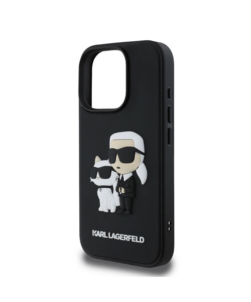 Karl Lagerfeld PU Saffiano Karl and Choupette Zadní Kryt pro iPhone 16 Pro Max Black