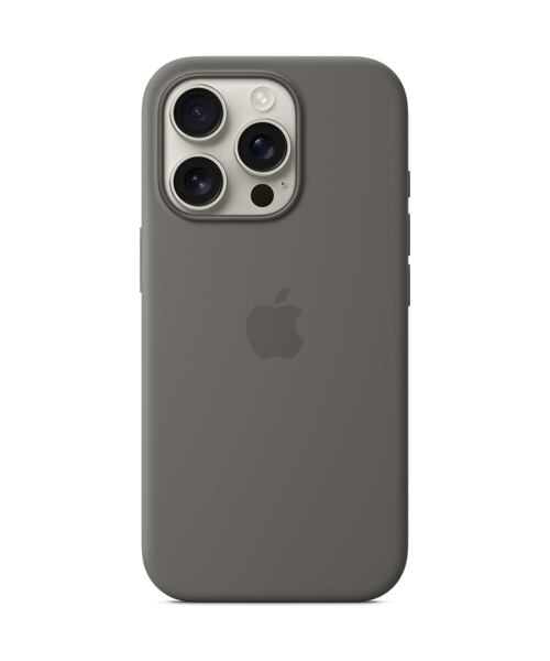 APPLE iPhone 16 Pro Silicone Case with MS - Stone Gray