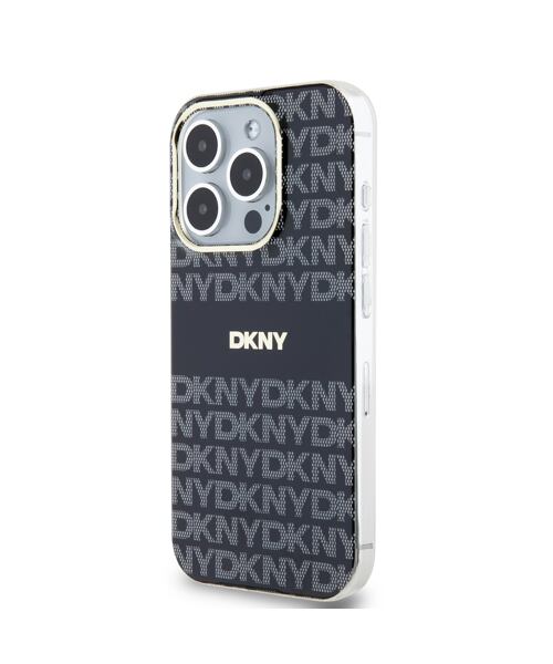 DKNY PC/TPU Repeat Pattern Tonal Stripe Magsafe Zadní Kryt pro iPhone 15 Pro Black