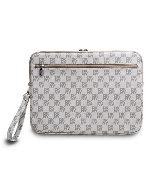 DKNY PU Leather Checkered Pattern and Stripe Obal na Notebook 13/14" Beige