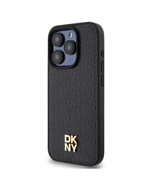 DKNY PU Leather Repeat Pattern Stack Logo Magsafe Zadní Kryt pro iPhone 14 Pro Max Black