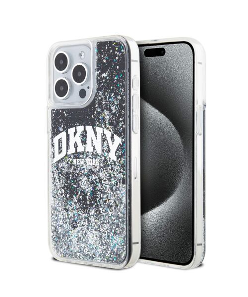 DKNY Liquid Glitter Arch Logo Zadní Kryt pro iPhone 13 Pro Max Black