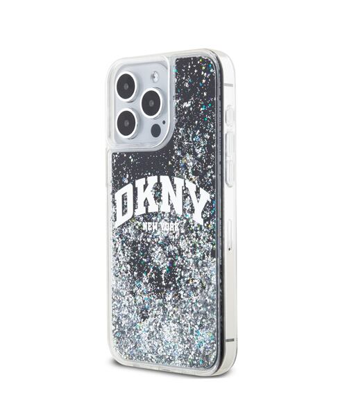 DKNY Liquid Glitter Arch Logo Zadní Kryt pro iPhone 14 Pro Max Black