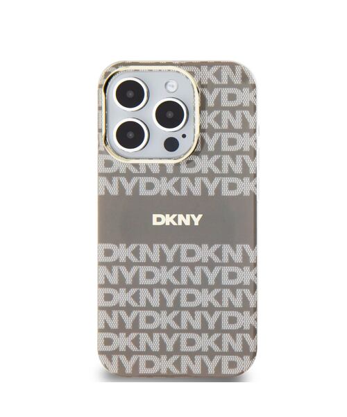 DKNY PC/TPU Repeat Pattern Tonal Stripe Magsafe Zadní Kryt pro iPhone 15 Pro Max Beige