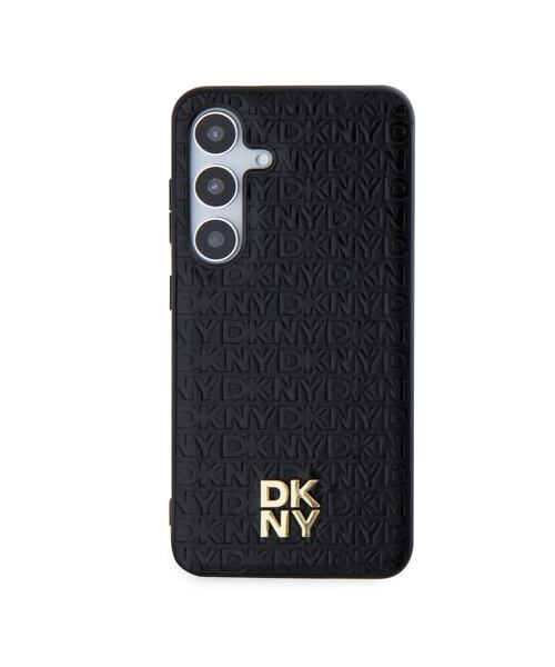 DKNY PU Leather Repeat Pattern Stack Logo Magsafe Zadní Kryt pro Samsung Galaxy S24+ Black