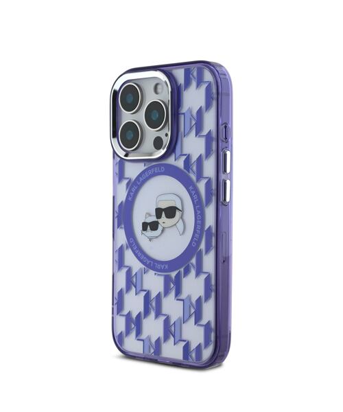 Karl Lagerfeld IML Monogram K&CH Heads MagSafe Zadní Kryt pro iPhone 16 Pro Max Purple