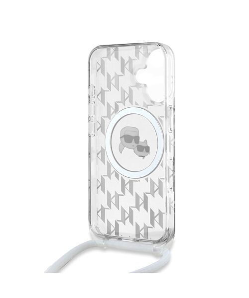 Karl Lagerfeld IML Monogram Crossbody K&CH Heads MagSafe Zadní Kryt pro iPhone 16 Transparent