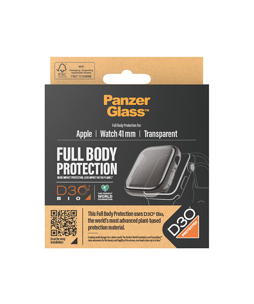 PanzerGlass Apple Watch 9/8/7 (41mm) ochranný kryt s D3O - čirý rámeček