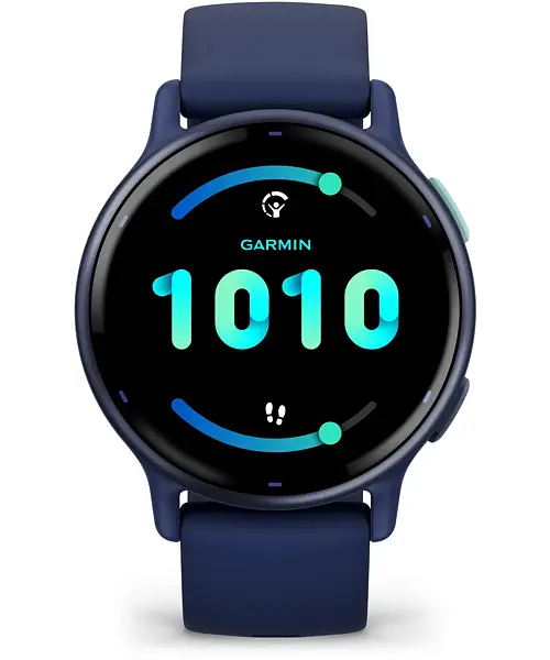 Garmin Vivoactive 5 Metallic Navy Aluminum Bezel with Navy Case and Silicone Band