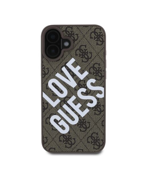 Guess PU Leather 4G Big Love Logo MagSafe Zadní Kryt pro iPhone 16 Brown