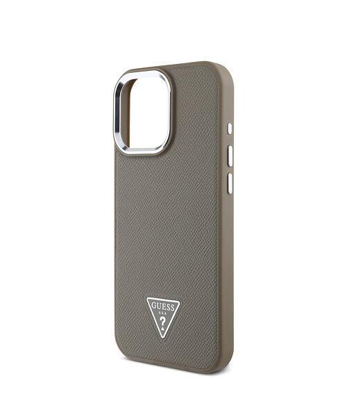 Guess PU Grained Triangle Logo MagSafe Zadní Kryt pro iPhone 16 Pro Max Brown