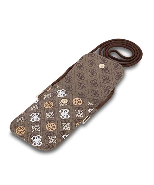 Guess PU 4G Peony Multicolor Taška na Telefon Brown