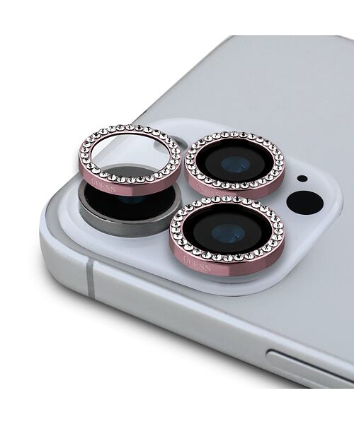 Guess Fixed Glitter Ochrana Čoček pro iPhone 16 Pro/16 Pro Max Pink