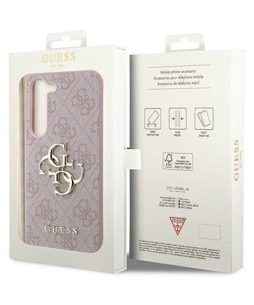 Guess PU 4G Metal Logo Zadní Kryt pro Samsung Galaxy A55 5G Pink