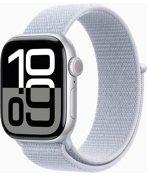 Apple Watch Series 10 GPS+Cellular 42mm Silver Aluminium Case with Blue Cloud Sport Loop