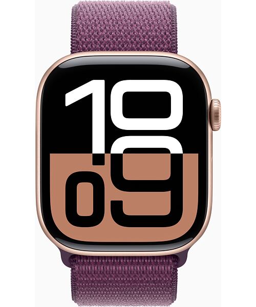 Apple Watch Series 10 GPS+Cellular 46mm Rose Gold Aluminium Case with Plum Sport Loop