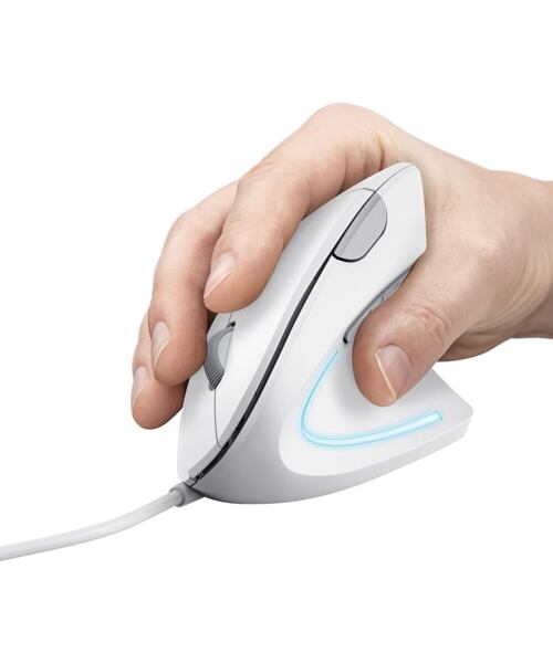 Trust Verto/Vertikální/Optická/Pro praváky/1 600 DPI/Drátová USB/Bílá