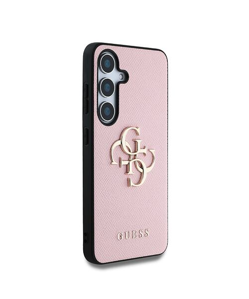 Guess PU Grained 4G Metal Logo Zadní Kryt pro Samsung Galaxy S25 Pink