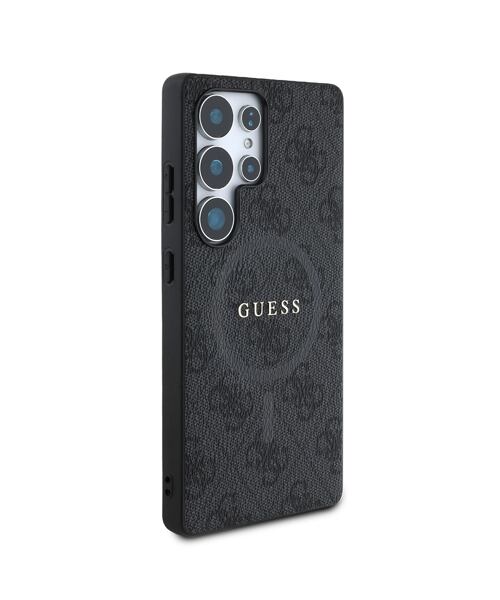 Guess PU Leather 4G Colored Ring MagSafe Zadní Kryt pro Samsung Galaxy S25 Ultra Black