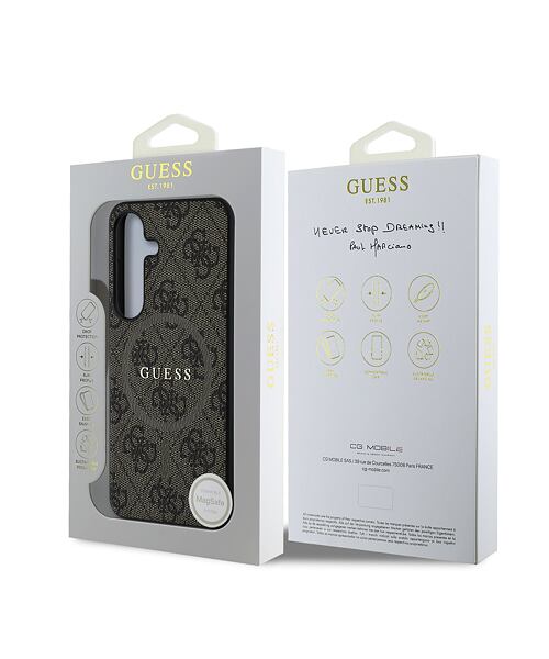 Guess PU Leather 4G Colored Ring MagSafe Zadní Kryt pro Samsung Galaxy S25 Brown