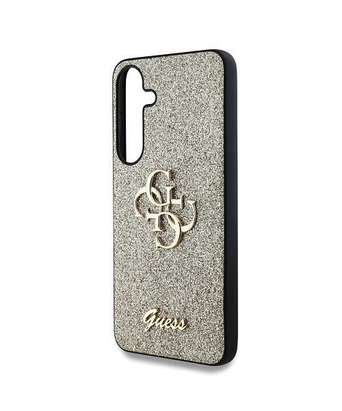 Guess PU Fixed Glitter 4G Metal Logo Zadní Kryt pro Samsung Galaxy S25 Gold