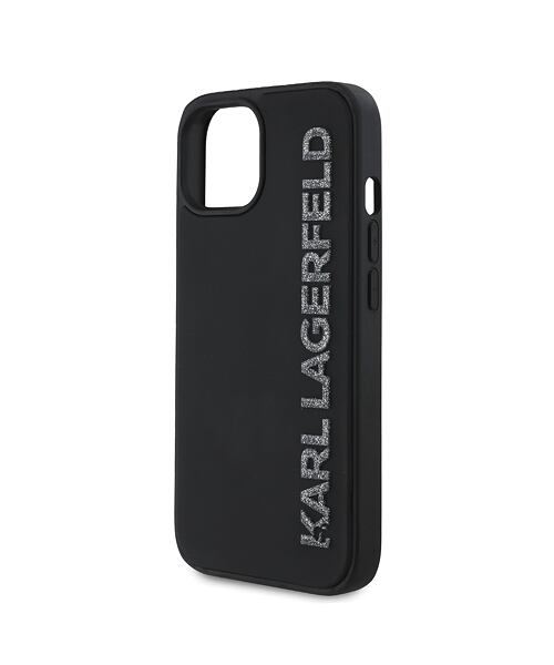 Karl Lagerfeld 3D Rubber Glitter Logo Zadní Kryt pro iPhone 14 Black