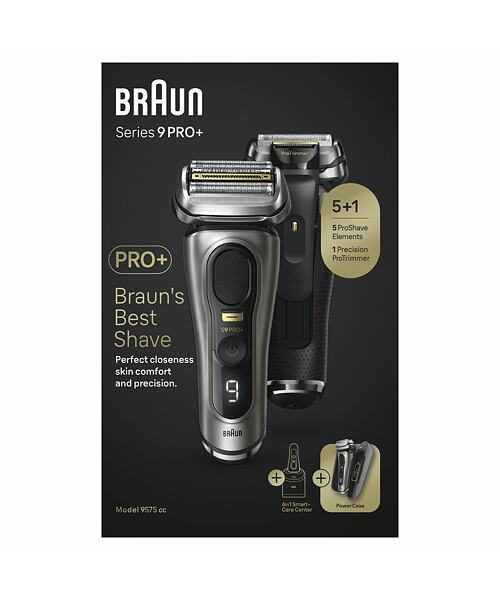 Braun Series 9 Pro+ 9575cc Wet & Dry Planžetový holicí strojek Zastřihovač Metalická