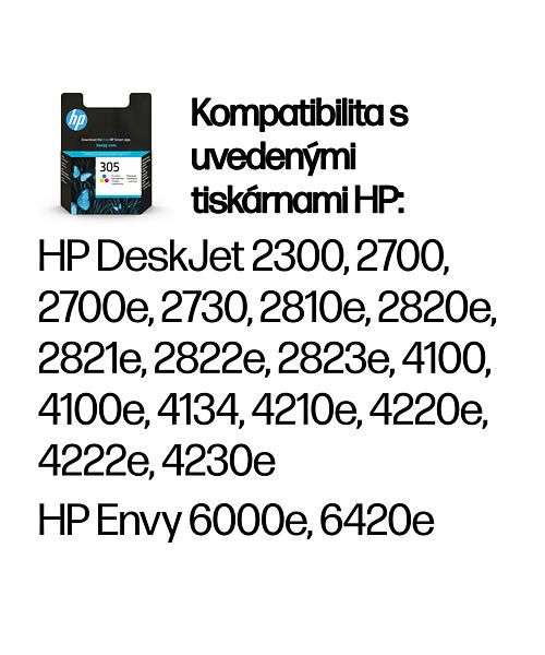 HP Tříbarevná originální inkoustová kazeta 305