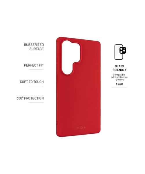 Zadní pogumovaný kryt FIXED Story pro Samsung Galaxy S25 Ultra, červený