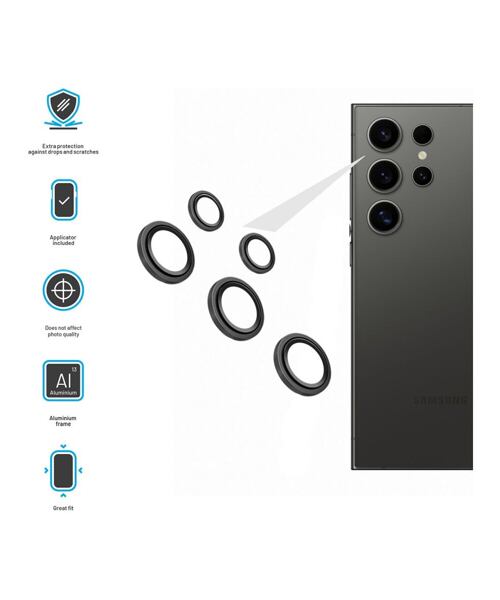 Ochranná skla čoček fotoaparátů FIXED Camera Glass pro Samsung Galaxy S25 Ultra, černá